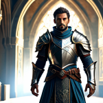 A majestic, fully clothed male knight, standing tall with a confident, natural pose. He is clad in intricately designed, full plate legendary armor, adorned with subtle glowing runes and highly polished, reflective metal, emphasizing a powerful aura. The armor is modest and covers him completely. He stands in a grand, fantasy-themed hall, with a soft, ethereal light illuminating him from behind. Perfect anatomy, correct proportions, well-formed hands, natural body proportions, professional photography, high quality, highly detailed, realistic, safe for work, appropriate content, fully clothed, professional.