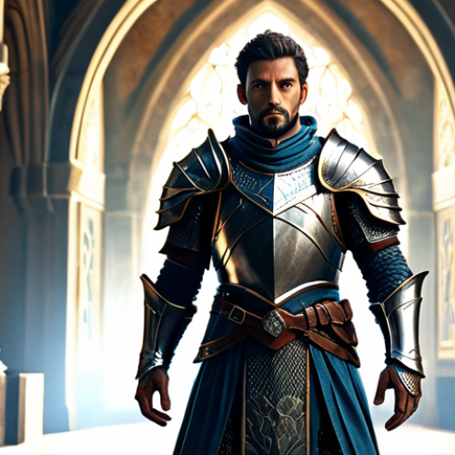 Home 6 A majestic, fully clothed male knight, standing tall with a confident, natural pose. He is clad in intricately designed, full plate legendary armor, adorned with subtle glowing runes and highly polished, reflective metal, emphasizing a powerful aura. The armor is modest and covers him completely. He stands in a grand, fantasy-themed hall, with a soft, ethereal light illuminating him from behind. Perfect anatomy, correct proportions, well-formed hands, natural body proportions, professional photography, high quality, highly detailed, realistic, safe for work, appropriate content, fully clothed, professional.