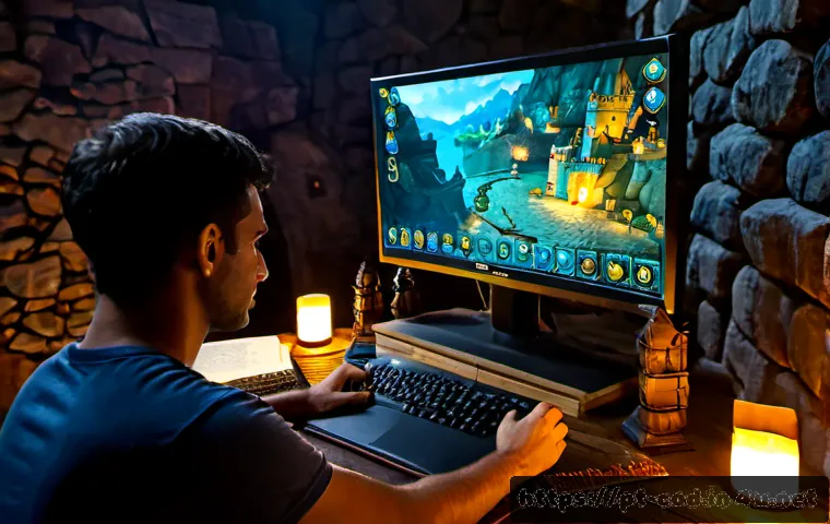Home 11 콜오브드래곤즈 던전 공략 모음 - Photorealistic fantasy gaming strategy scene, a focused Portuguese-speaking adult player at a clean ...